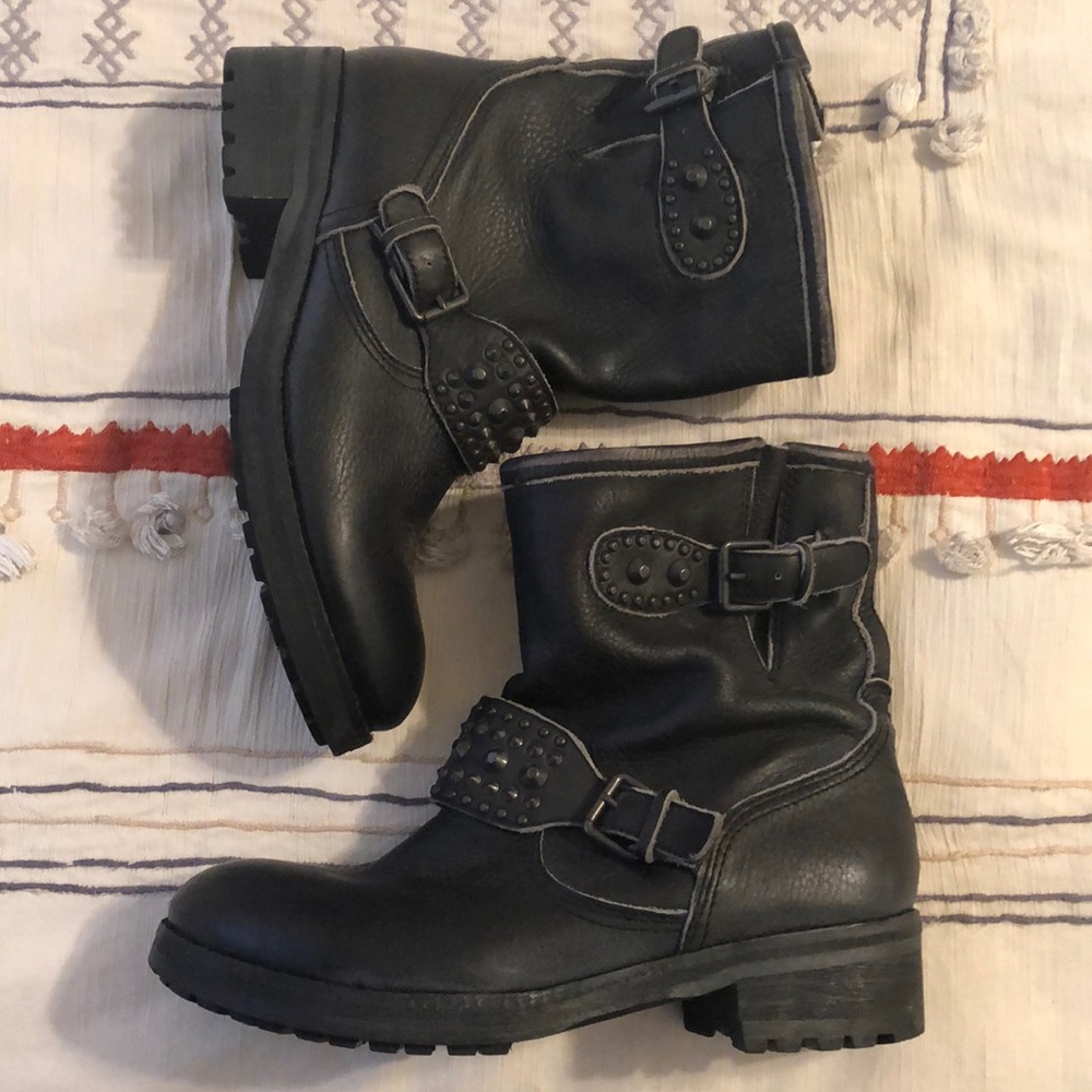 Ash Rebel Moto Black Studded Boots